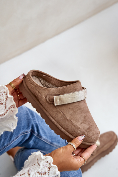 Chaussons Chauds Femme Sur Plateforme Marron Azida