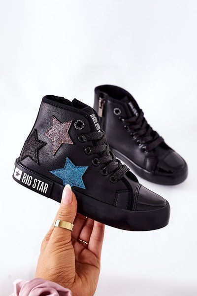 Adidaje înalte pentru copii cu un fermoar Big Star II374028 Negru