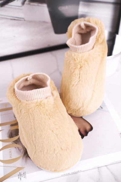 Chaussons Pour Femmes Avec Fourrure Et Chaussette Jaune Yeti