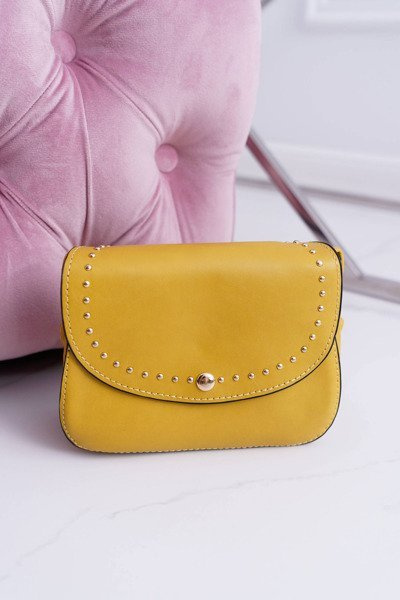 Sac à Main Femme Petit Coffre Rivets Dorés Jaune