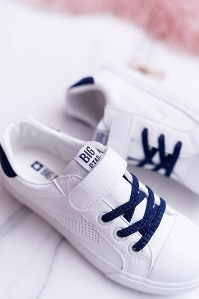 Kinder Klettverschluss Turnschuhe Big Star DD374107 Navy Weiß