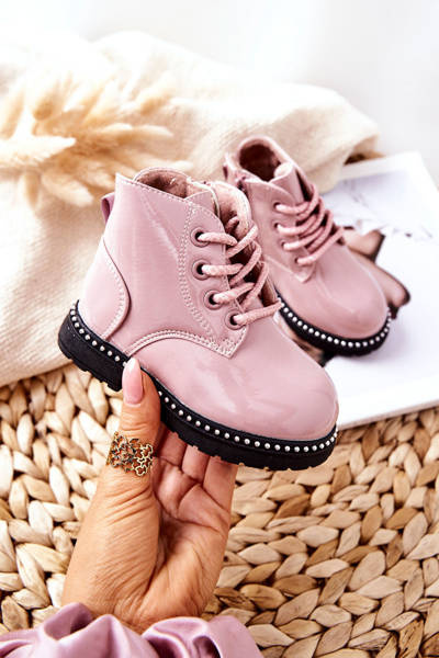 Leather Children's Boots Lacquered Pink Maris