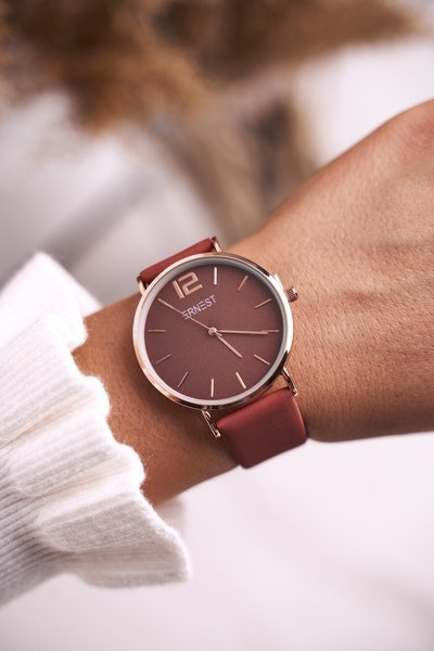 Moteriškas laikrodis Ernest Red Rose Gold Elena