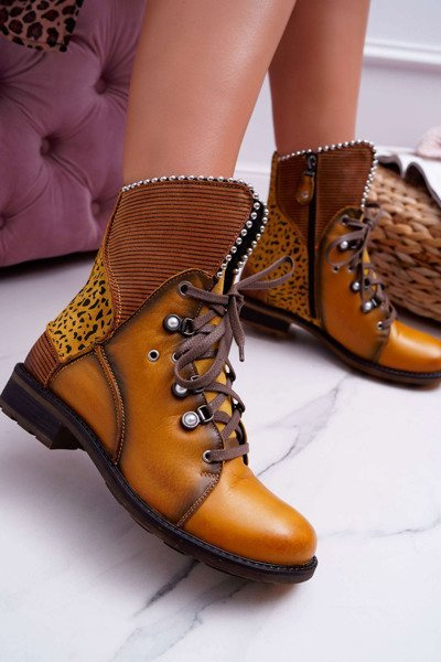 Damen Lederstiefel Stiefel Maciejka Gelb 3623A-07