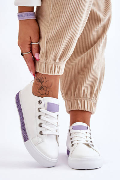 Baskets Basses Femme Avec Jets Blanc-Violet Demira