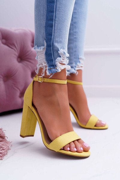 Damen Stiletto Sandalen Wildleder Gelb Anastasie