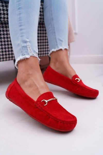 Damen Mokassins Rot Wildleder Sonnero