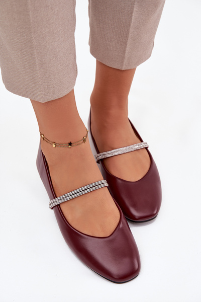 Damenturnschuhe Mit Glänzenden Riemen Bordeaux Ilirene