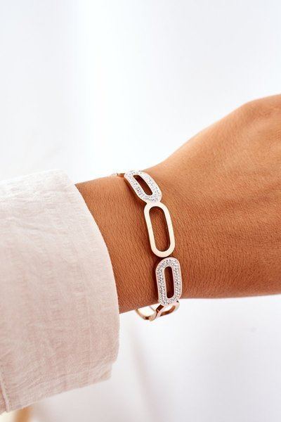 Steel Bracelet with Cubic Zirconia Rose Gold