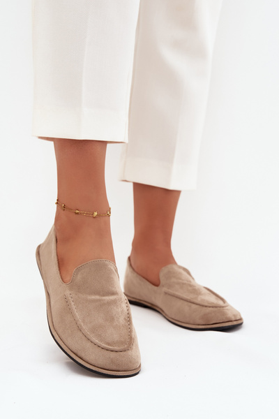 Mocassins pour Femmes en Éco Suède Plate Beige Miryelle