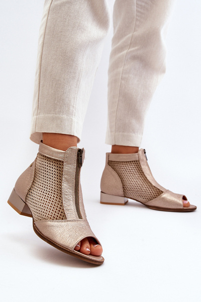Bottes à Talon Plat et Bout Ouvert pour Femme Maciejka 06413-25 Doré