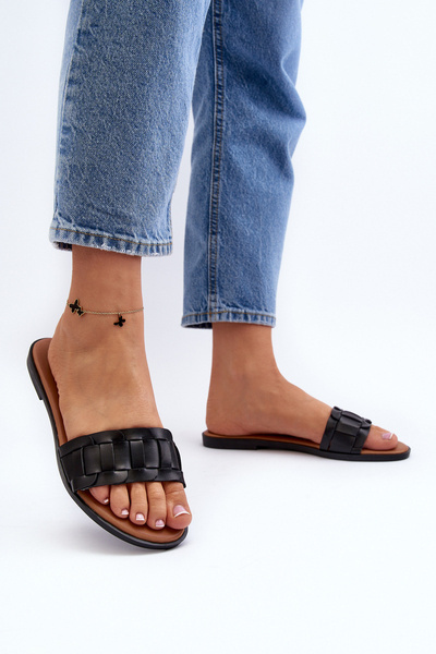 Damen Klassische Flache Sandalen Schwarz Namrita