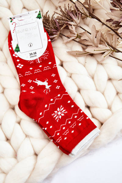 Chaussettes Femme Avec Motifs De Noël Renne Rouge