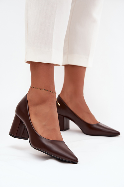 Chaussures à talon épais avec bouts pointus chocolat Ryvessa