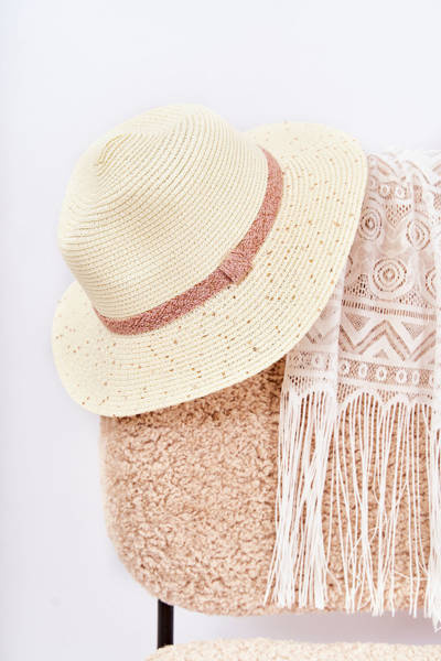 Chapeau De Paille À Paillettes Beige Clair Iluna