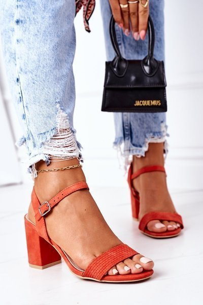 Sandales à Talons Hauts en Daim Orange Vanessa