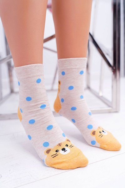 Women's Socks Beige with Tiger