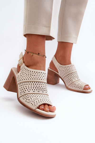 Openwork Sandals Sergio Leone SK872 Beige-Gold