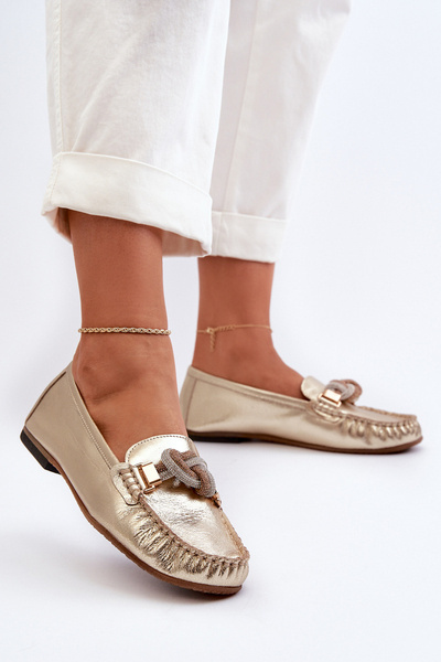 Damen Leder Mokassins mit Verzierung Laura Messi 2761 Gold