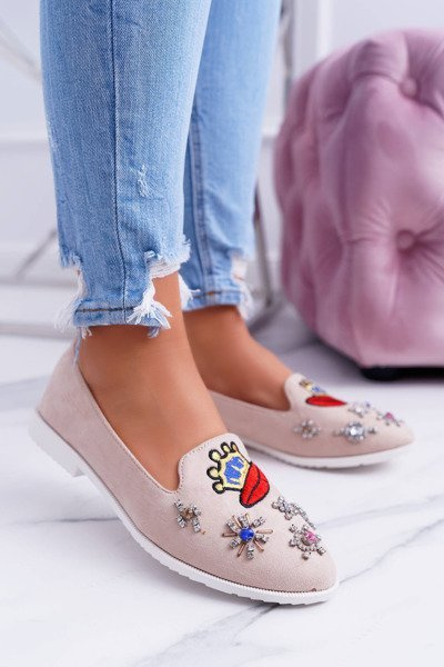 Beige Women's Ballerinas Patchwork Princess