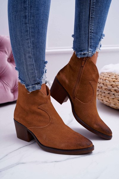 Damen Camel Wildleder Cowboystiefel Barski 1638