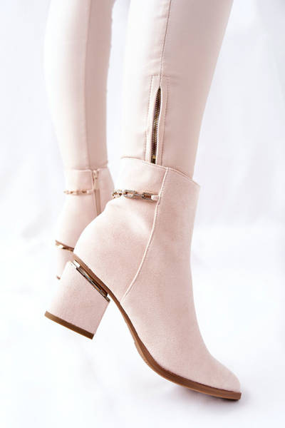 Women's Suede Boots On Heel Beige One Step