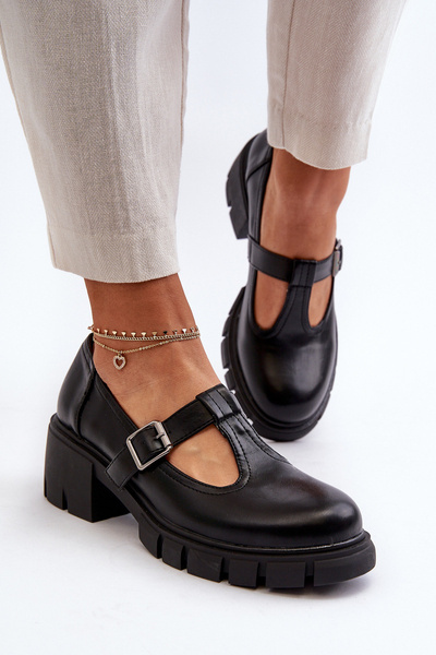 Pantofi dama din piele eco negri Emelna