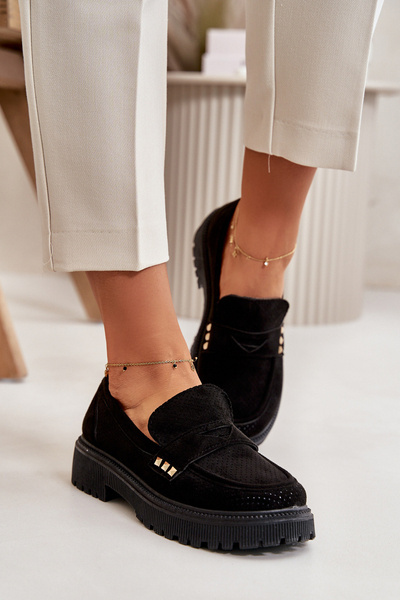 Mocassins Perforés Femme Noir Tannes