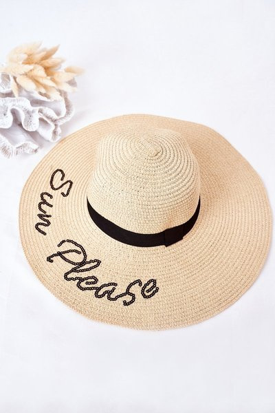 Chapeau Tressé À Paillettes BRUNO ROSSI Sun Please Beige