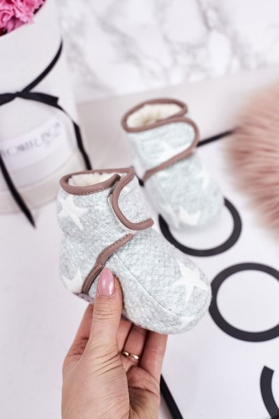 Vaikiškos izoliuotos šlepetės su žvaigždutėmis, mėlynos spalvos keksiukai