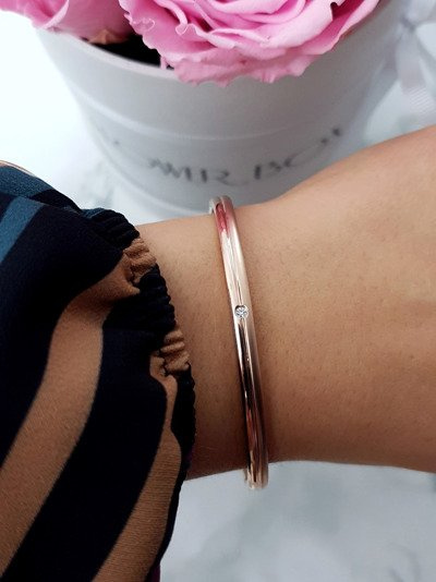 Damenarmband aus Stahl mit Kimi Zirkonia in Roségold