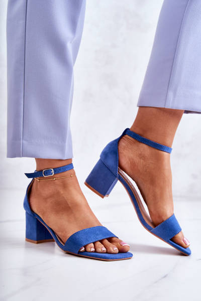 Fashionable Suede Sandals On A Bar Blue Rovena