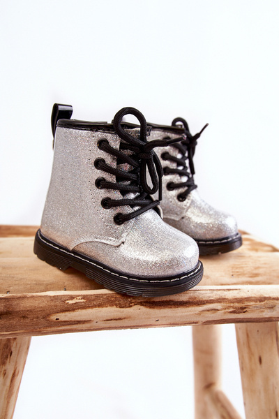 Bottes Chauffantes Enfant avec Fermeture Éclair Laquée Argent Goopy