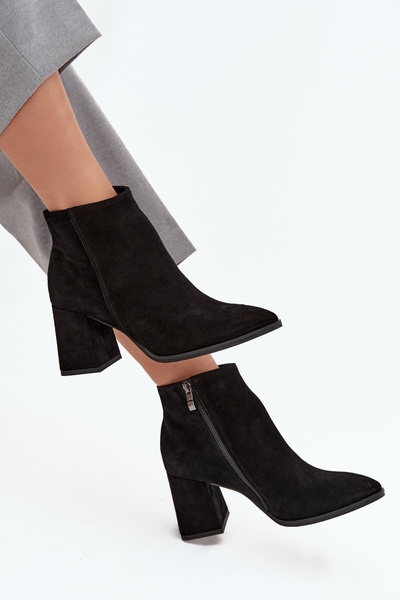 Stiefeletten aus Naturvelours Keilabsatz Gepolstert Schwarz Zazoo 3128