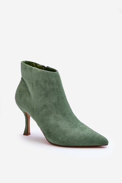 Women's Suede Boots On Heels Green Merisa