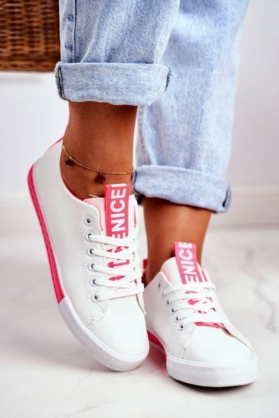 Baskets Femme Classique Blanc-Rose Fluo Ville