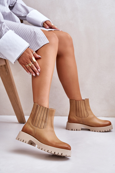 Slip On női csizma lapos sarkú bőr Lewski 3611 barna