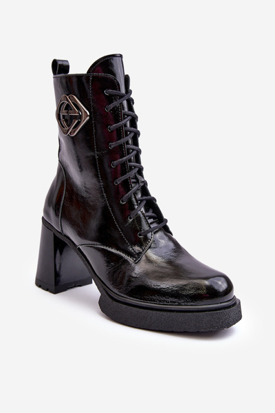 Damen Leder High Boots Mit Keilabsatz Schwarz Lemar Danel