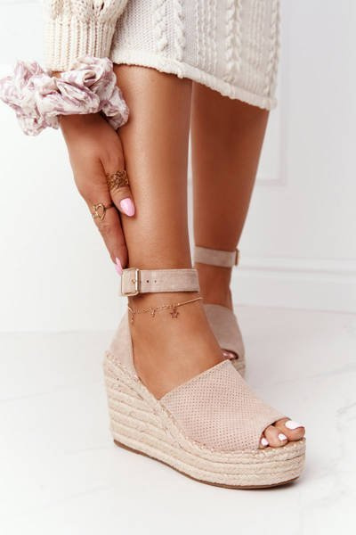 Geflochtene Plateausandalen Beige Makenna