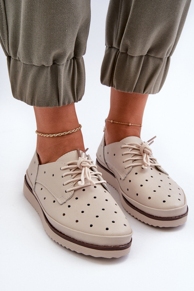 Chaussures en cuir pour femmes blanches S.Barski LR182
