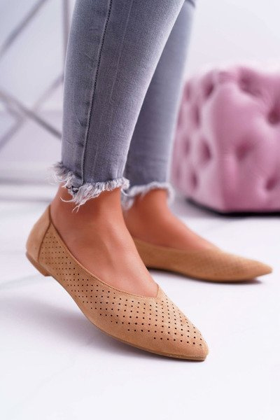 Lu Boo Ballerinas pentru femei Openwork Desert Camel