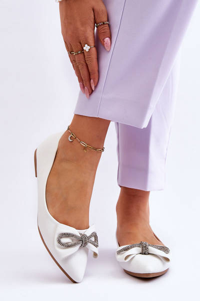 Ballerines Élégantes Avec Un Noeud Blanc One Time