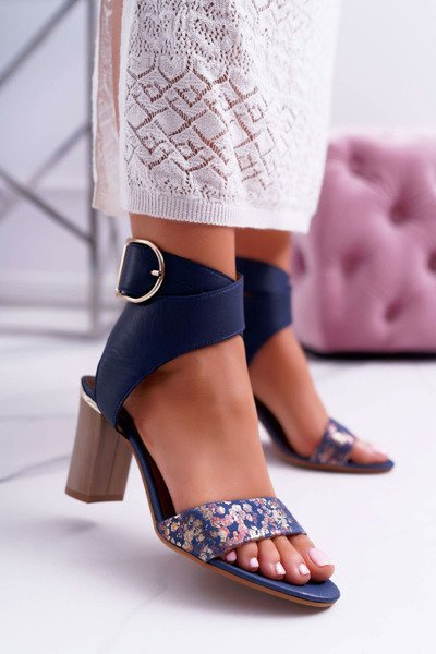 Odiniai moteriški „Maciejka Stiletto“ sandalai, tamsiai mėlyni 03597