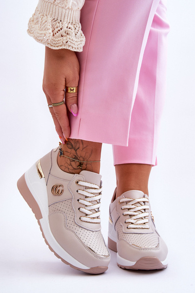 Pantofi sport din piele pentru femei Beige Rebeca