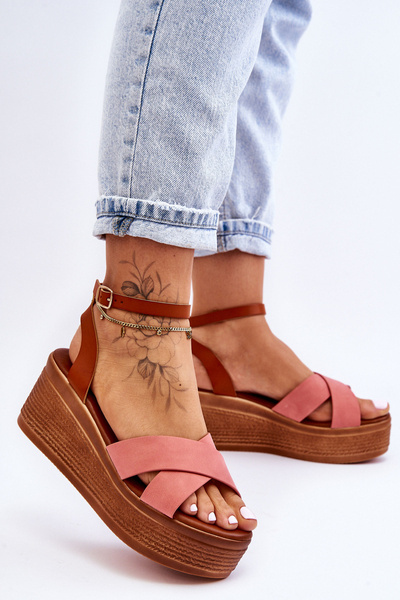Sandale confortabile pentru femei Laurie-roz-roz-maroniu