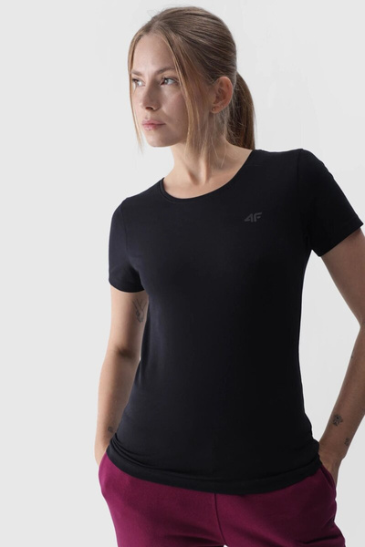 T-shirt lisse avec logo pour femme Noir 4F 4FWMM00TTSHF1845-20S