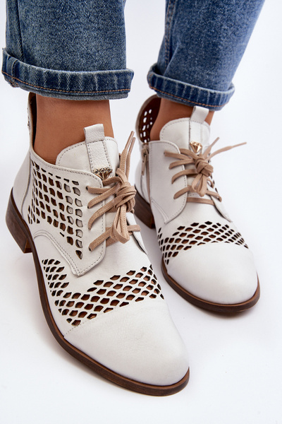 Bottes Découpées En Cuir Zazoo 2704 Blanc