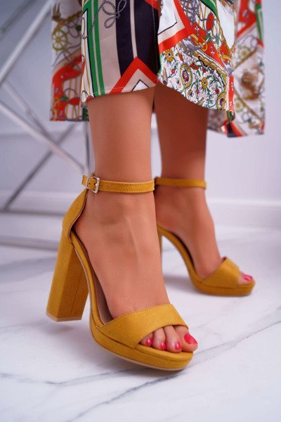 Sandales à talons aiguilles à plateforme jaunes pour femmes Debora