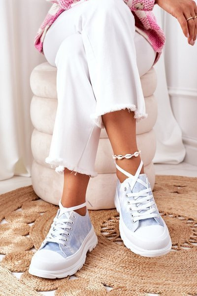 Baskets Femme Sur La Plateforme Bleu Avec Effet Tie-Dye Travel Time