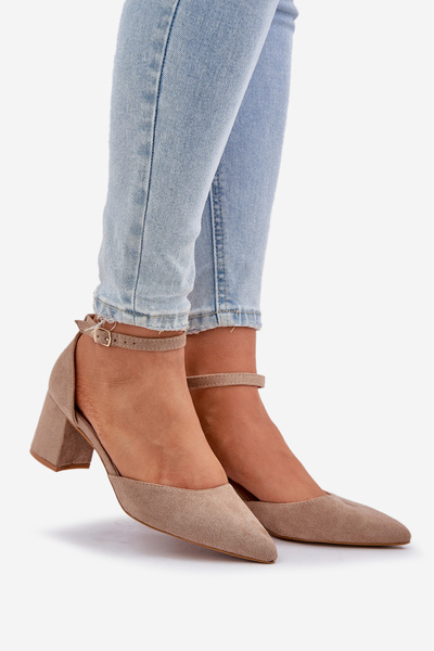 Suede Heels On A Heel Dark Beige Promise